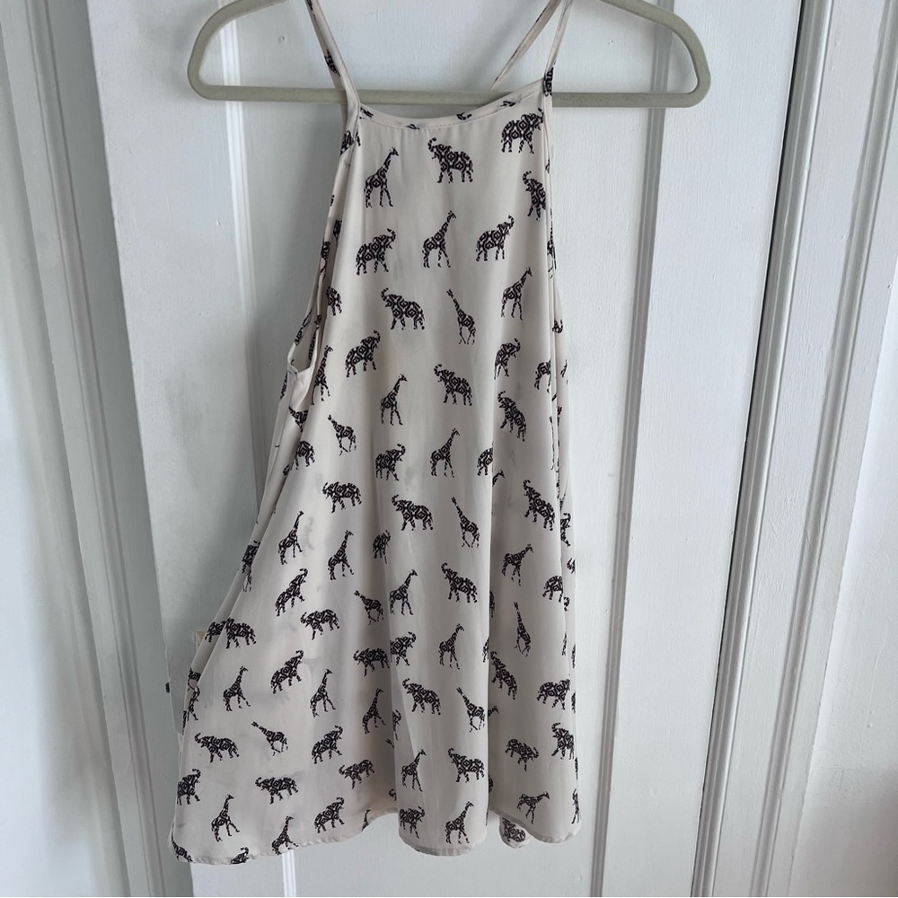 Audrey3+1 Medium Cream Animal Print Resort Vacation Wear Summer Tank Dress​​​​